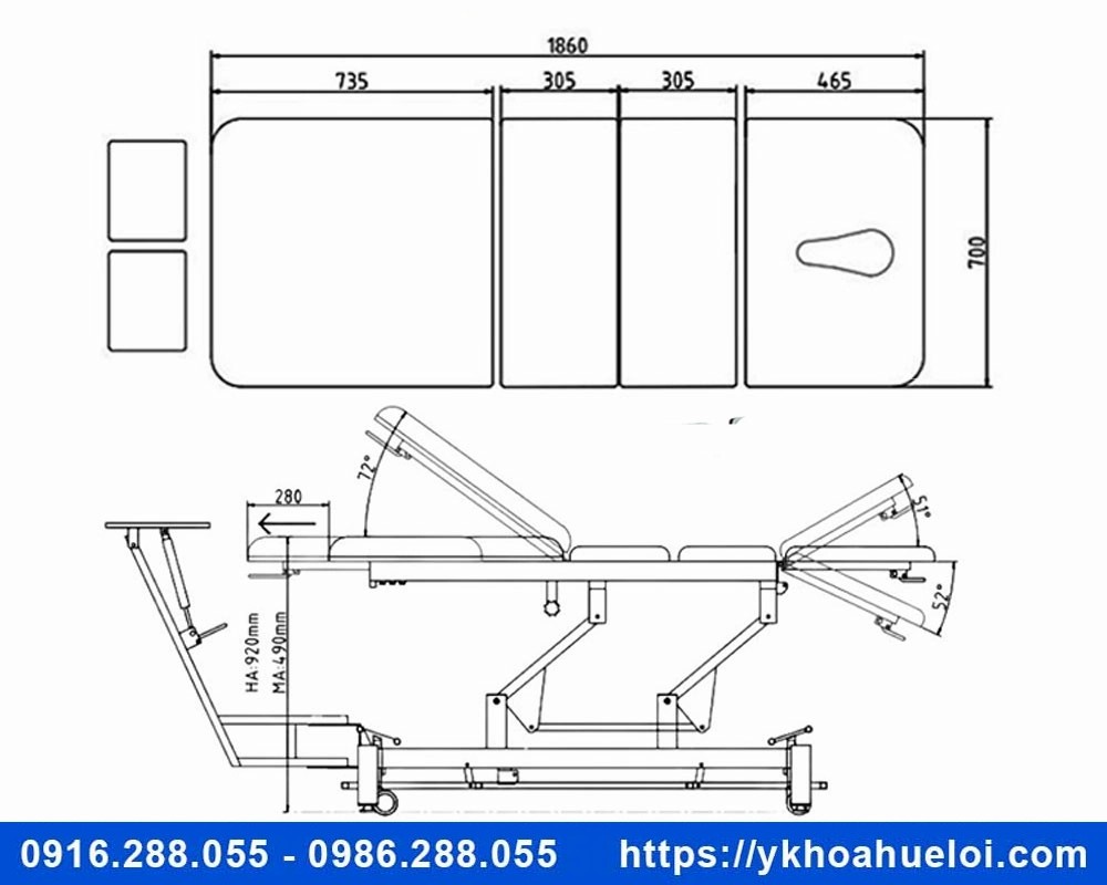 Giường kéo giãn cột sống cao cấp CY-C101F