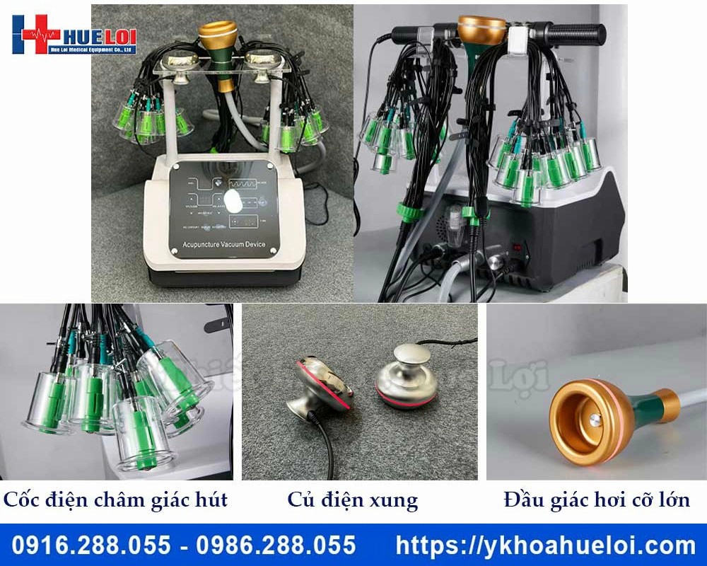 Máy điện châm ko kim kèm giác hút