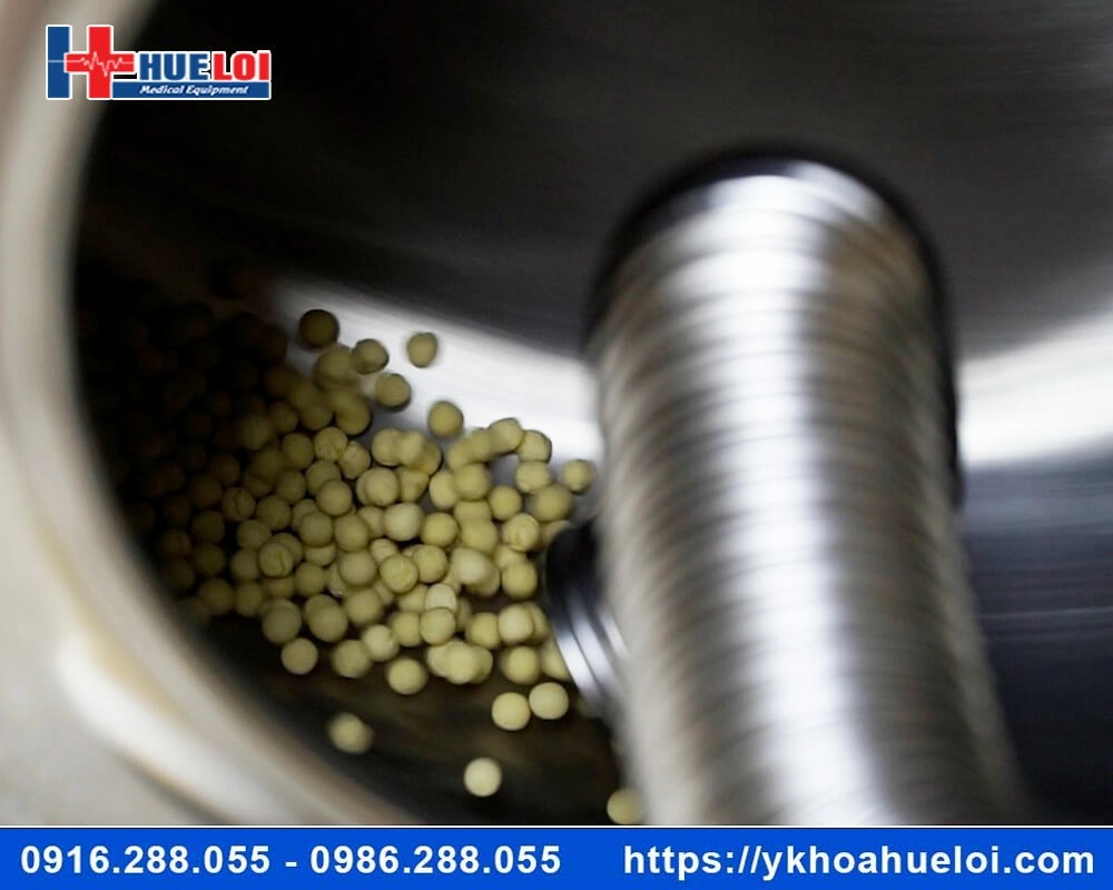 Máy làm viên hoàn tích hợp sấy khô đánh bóng