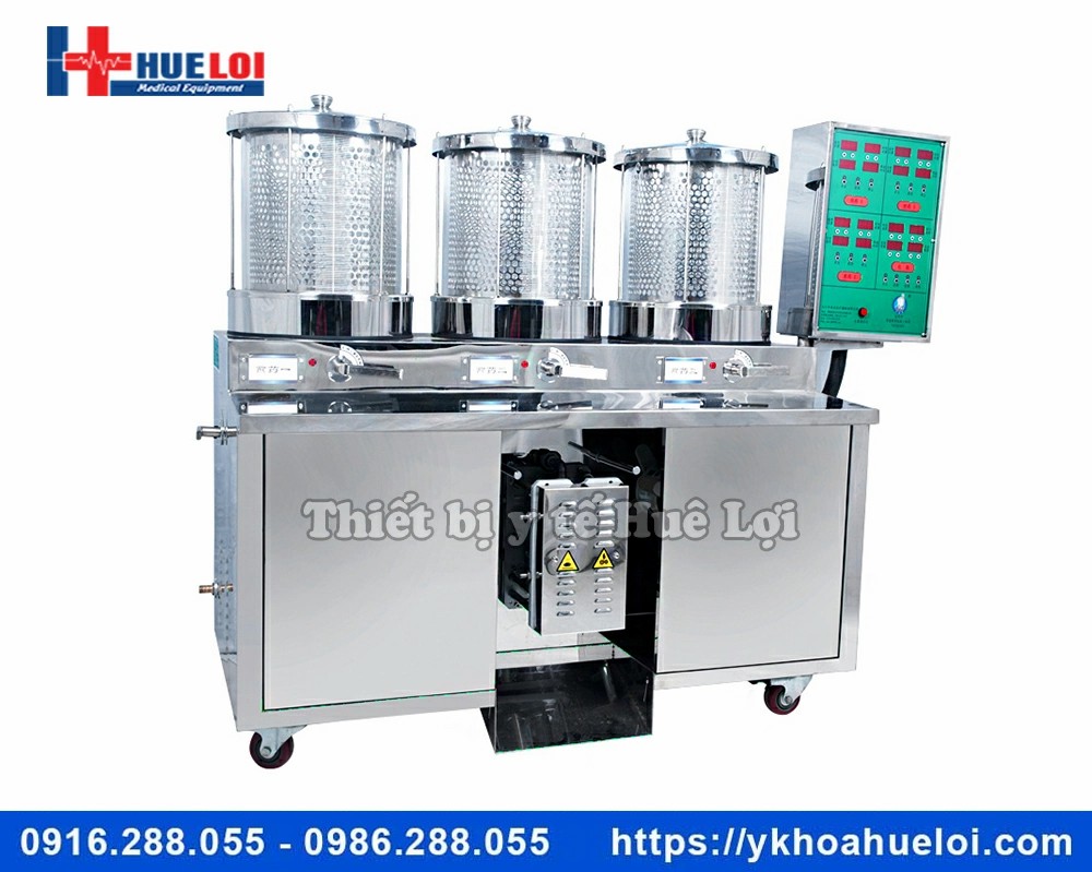 Máy sắc thuốc 3 nồi đun kèm đóng túi tự động