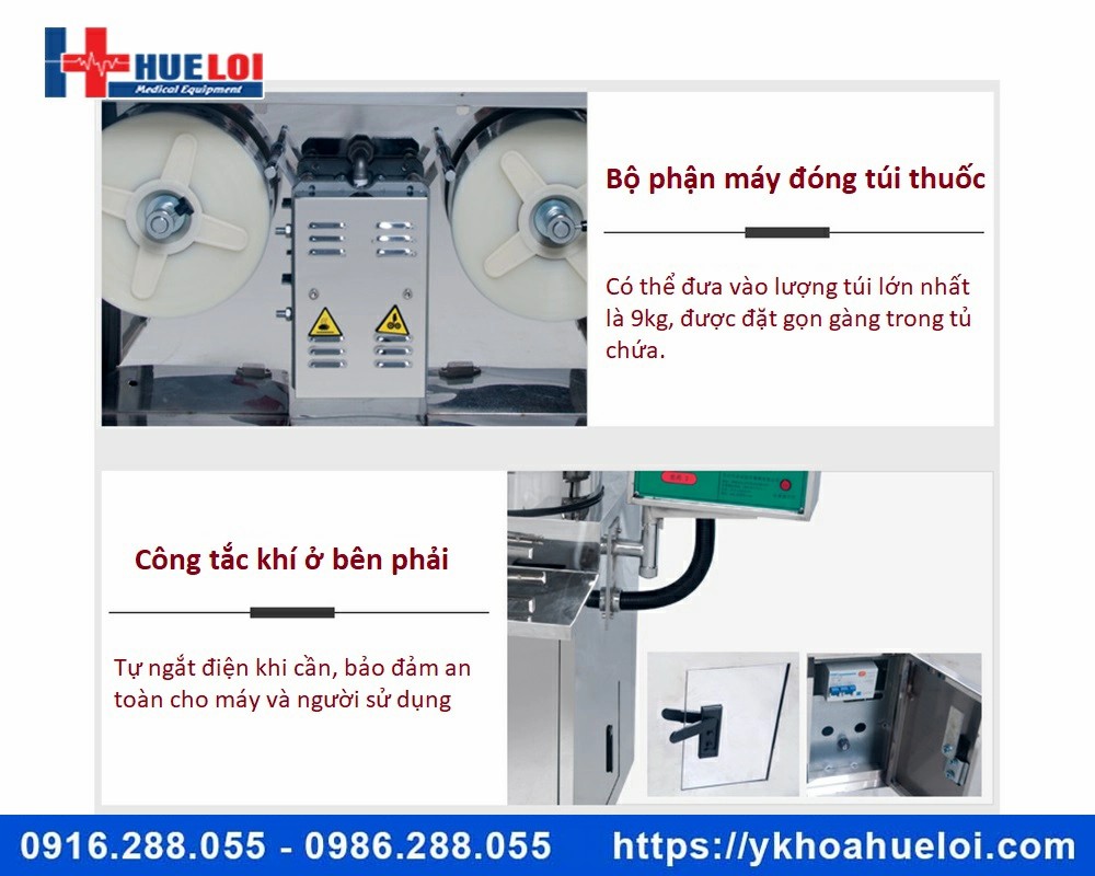 Máy sắc thuốc 3 nồi đun kèm đóng túi tự động