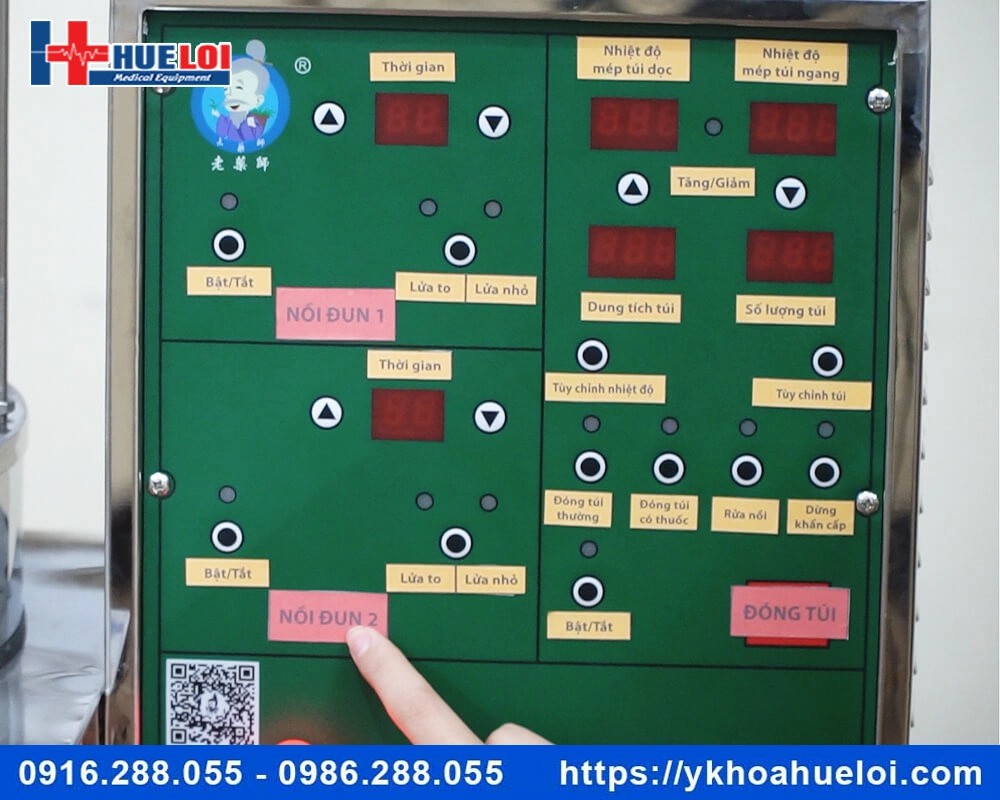 Máy sắc thuốc 2 nồi đun kèm đóng túi tự động