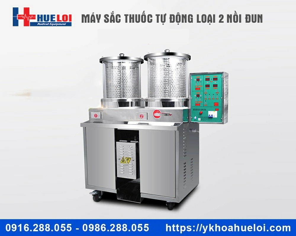 Máy sắc thuốc 2 nồi đun kèm đóng túi tự động