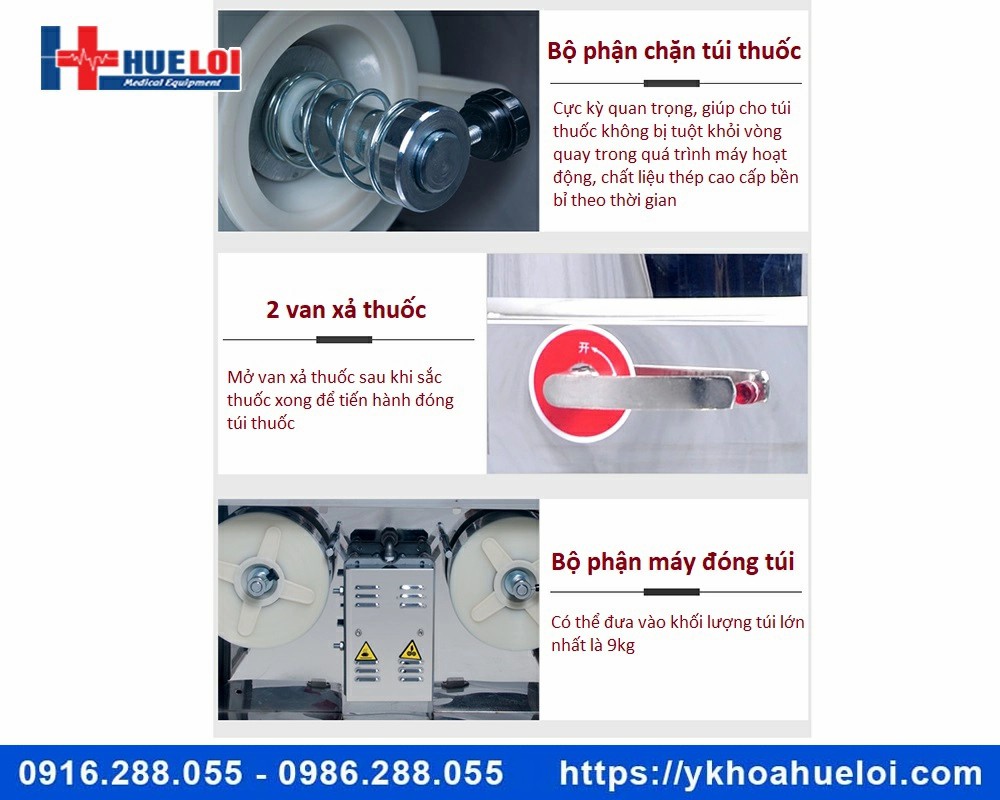 Máy sắc thuốc 2 nồi đun kèm đóng túi tự động