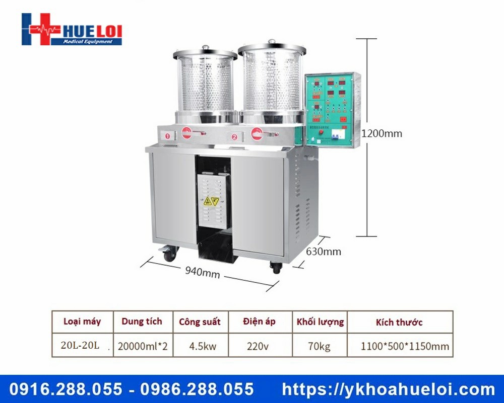 Máy sắc thuốc 2 nồi đun kèm đóng túi tự động