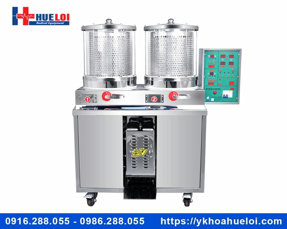 Máy sắc thuốc 2 nồi đun kèm đóng túi tự động