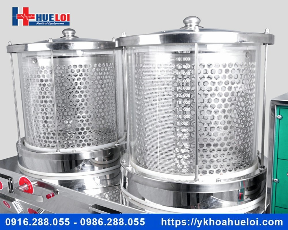 Máy sắc thuốc 2 nồi đun kèm đóng túi tự động