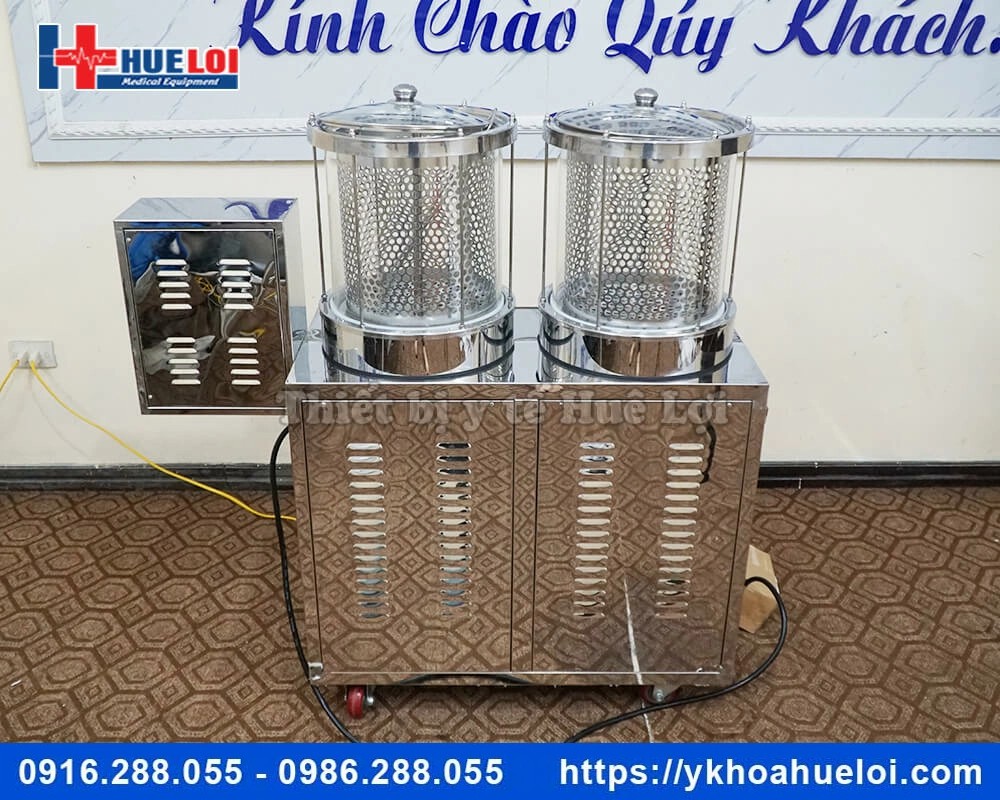 Máy sắc thuốc 2 nồi đun kèm đóng túi tự động