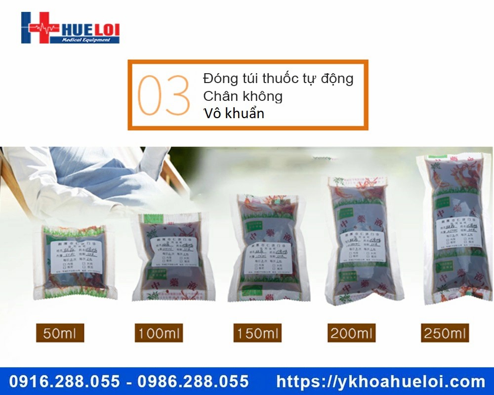 Máy sắc thuốc 2 nồi đun kèm đóng túi tự động