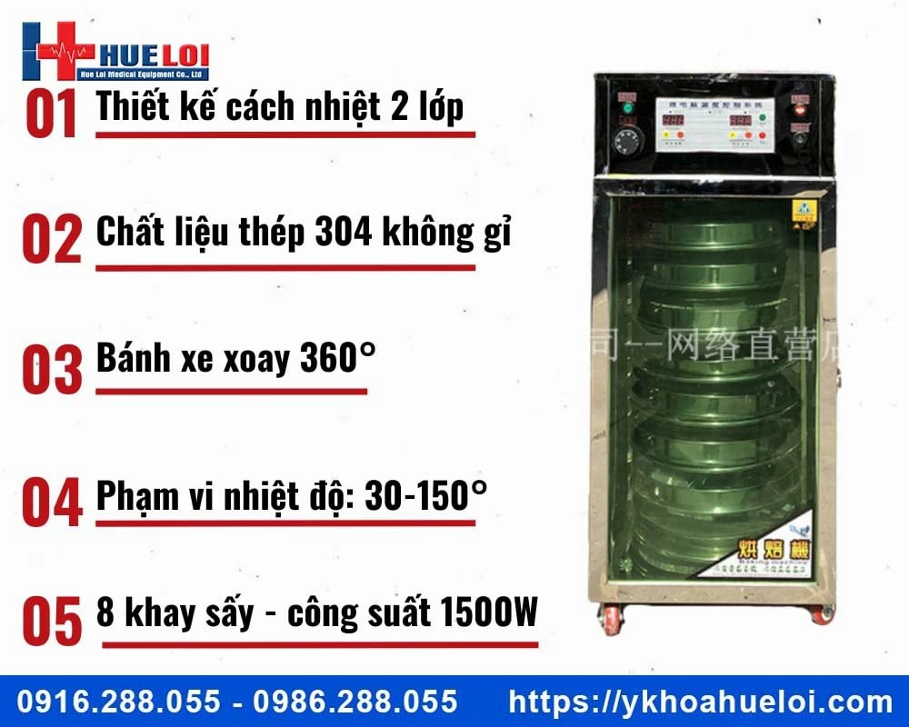Tủ sấy dược liệu 8 tầng đường kính 30cm
