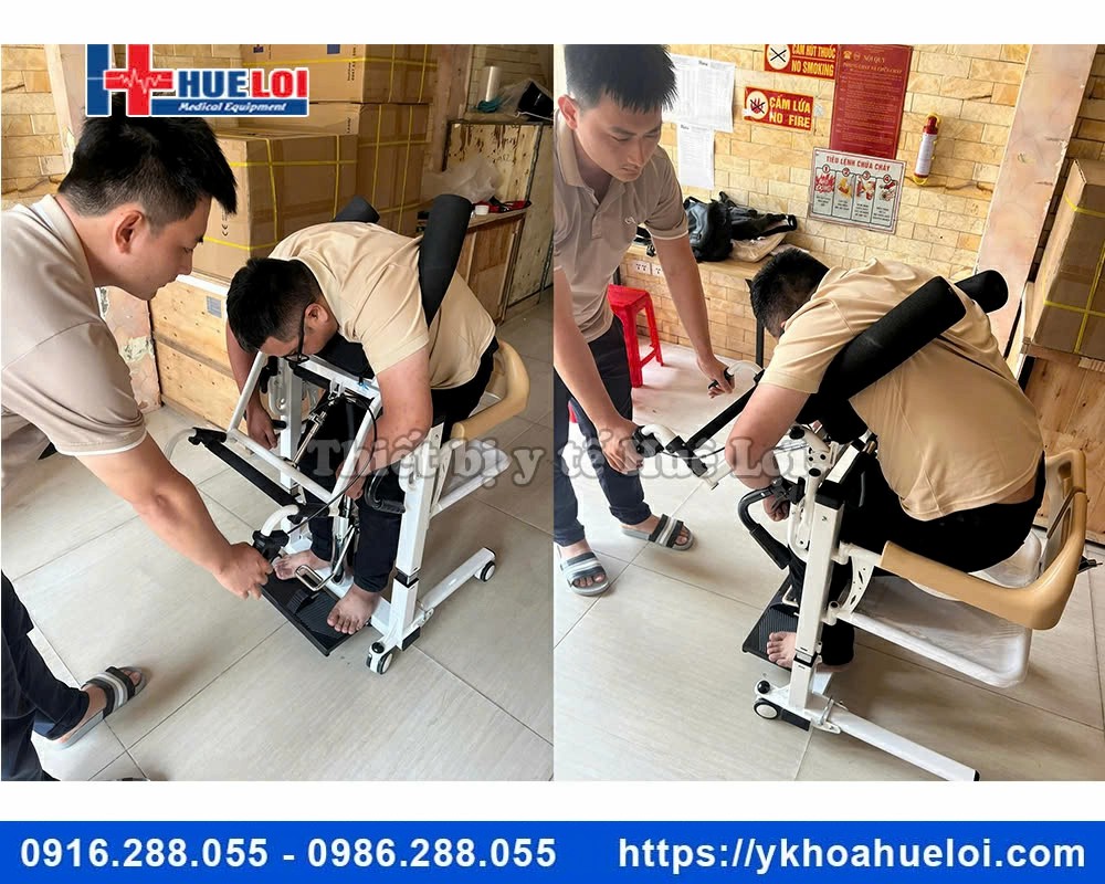 Xe lăn ghép 2 mảnh nâng hạ bằng piston