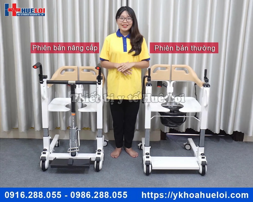 Xe lăn ghép 2 mảnh nâng hạ bằng piston