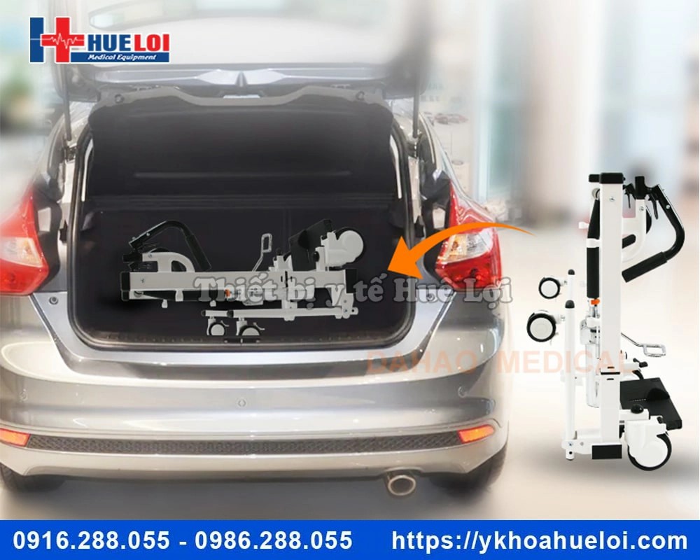 Xe lăn ghép 2 mảnh nâng hạ bằng piston